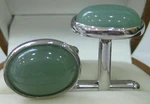 Natural Oval Jade Gems Cufflinks Wedding Party Men Shirt Cuff Links