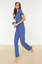 Trendyol Navy Blue Belted Polka Dot Jumpsuit