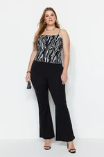 Trendyol Curve Black Cropped Leg Knitted V Waist Trousers