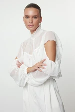 Trendyol Ecru Ruffle Detailed Chiffon Woven Blouse