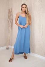 Long dress with straps denim