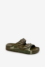 Lightweight Boys' Foam Slippers with Buckles Dark Green Adirnaca