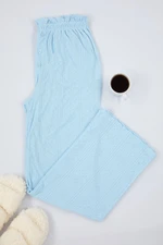 Trendyol Blue Pointel Openwork/Hole Detailed Pocketed Ribbed Knitted Pajama Bottoms