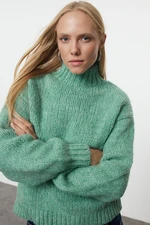 Trendyol Mint Wide Fit Soft Textured Basic Knitwear Sweater