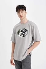 DEFACTO Oversize Fit Crew Neck Printed T-Shirt