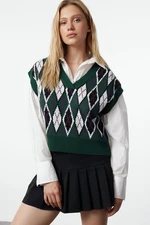 Trendyol Petrol Wide Pattern Knitted Sweater