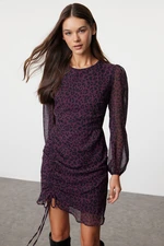 Trendyol Burgundy Floral Woven Winter Dress