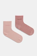 Ponožky Calvin Klein 2-pack dámské, růžová barva, 701229452