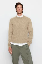 Trendyol Stone Unisex Crew Neck Wool Textured Knitwear Sweater