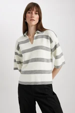 DEFACTO Relax Fit Polo Neck Striped Knitwear T-Shirt