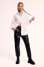 DEFACTO Coool Cargo Jogger Faux Leather Trousers