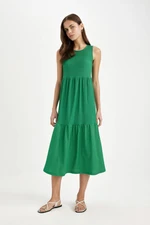 DEFACTO Crew Neck Wrap Sleeveless Midi Dress