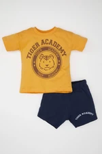 DEFACTO Baby Boy Tiger Printed Short Sleeve T-Shirt Shorts 2-Piece Set