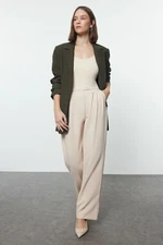 Trendyol Stone Low Waist Wide Leg/Wide Leg Woven Trousers