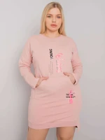 Larger pink women's dress of larger size with a pocket