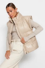 Trendyol Beige Oversize Water-repellent Imitation Leather Inflatable Vest