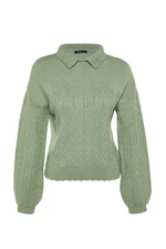 Trendyol Mint Wide Fit Soft Textured Braids Knitwear Sweater