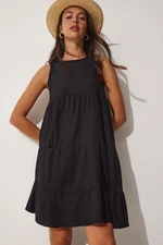 Happiness İstanbul Women's Black Summer, Flare Knitted Dress