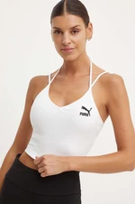 Top Puma Classics Ribbed Crop Top dámsky,biela farba,624255