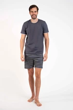 Men's pyjamas Lars, short sleeves, shorts - graphite/graphite print