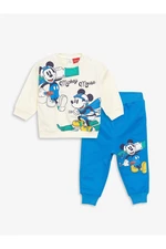 LC Waikiki Crew Neck Mickey Mouse Printed Baby Boy T-Shirt and Tracksuit Bottom 2-Piece Set