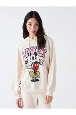 LC Waikiki Mickey Mouse Printed Long Sleeve Oversize Women's Hoodie