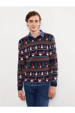 LC Waikiki Men's Crew Neck Long Sleeve Christmas Theme Knitwear Sweater