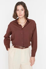 Trendyol Brown Loose Fit Cotton Woven Shirt