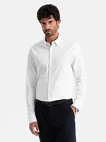 Ombre Classic men's SLIM FIT shirt in satin fabric - white