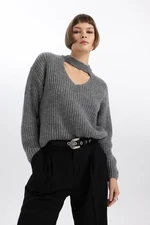 DEFACTO Relax Fit Choker Collar Thessaloniki Fabric Sweater