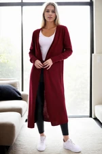 95822 Dewberry Long Knitwear Women Cardigan-BORDEAUX