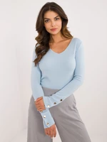 Light blue classic sweater with neckline