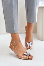 Transparent sandals with a butterfly on a heel D&A gold