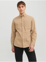 Beige Mens Corduroy Shirt Jack & Jones Classic - Men