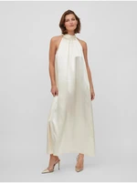 Creamy Women's Satin Maxi-dresses VILA Sittas - Ladies