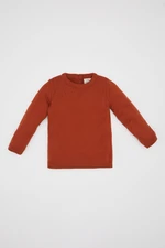 DEFACTO Baby Boy Dark Orange Crew Neck Basic Plain Knitwear Sweater