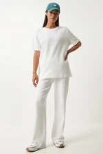 Happiness İstanbul Women's White T-Shirt Tracksuit Set