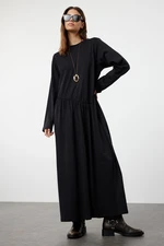 Trendyol Black Oversize Skirt Ruffle Knitted Dress