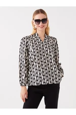 LC Waikiki Women's Scoop Neck Patterned Long Sleeve Oversize Blouse