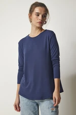 Happiness İstanbul Women's Navy Blue Crew Neck Knitted Blouse