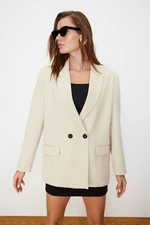 Trendyol Stone Oversize Straight Cut Basic Double Breasted Woven Blazer Jacket