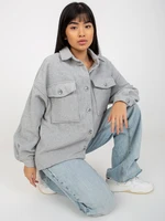 Grey warm women's shirt with pockets