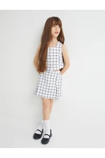 Koton Tweed Short Skirt Plaid Elastic Waist