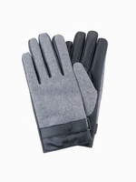 Ombre Elegant men's mixed material gloves - grey melange