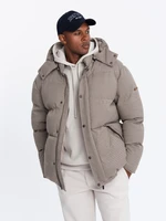 Ombre Heavily insulated men's peplum puffer jacket - brown