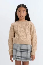 DEFACTO Girl Regular Fit Knit Detailed Crew Neck Knitwear Sweater