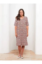 LC Waikiki V-Neck Patterned Short Sleeve Women's Dress