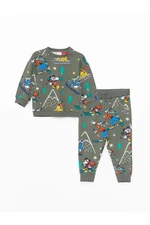 LC Waikiki Crew Neck Long Sleeve Mickey Mouse Printed Baby Boy Sweatshirt and Sweatpants