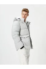 Koton Down Jacket Hooded Print Detail Double Pocket Zipper