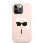 Zadní kryt Karl Lagerfeld Liquid Silicone Karl Head KLHCP13XSLKHP pro Apple iPhone 13 Pro Max, růžová